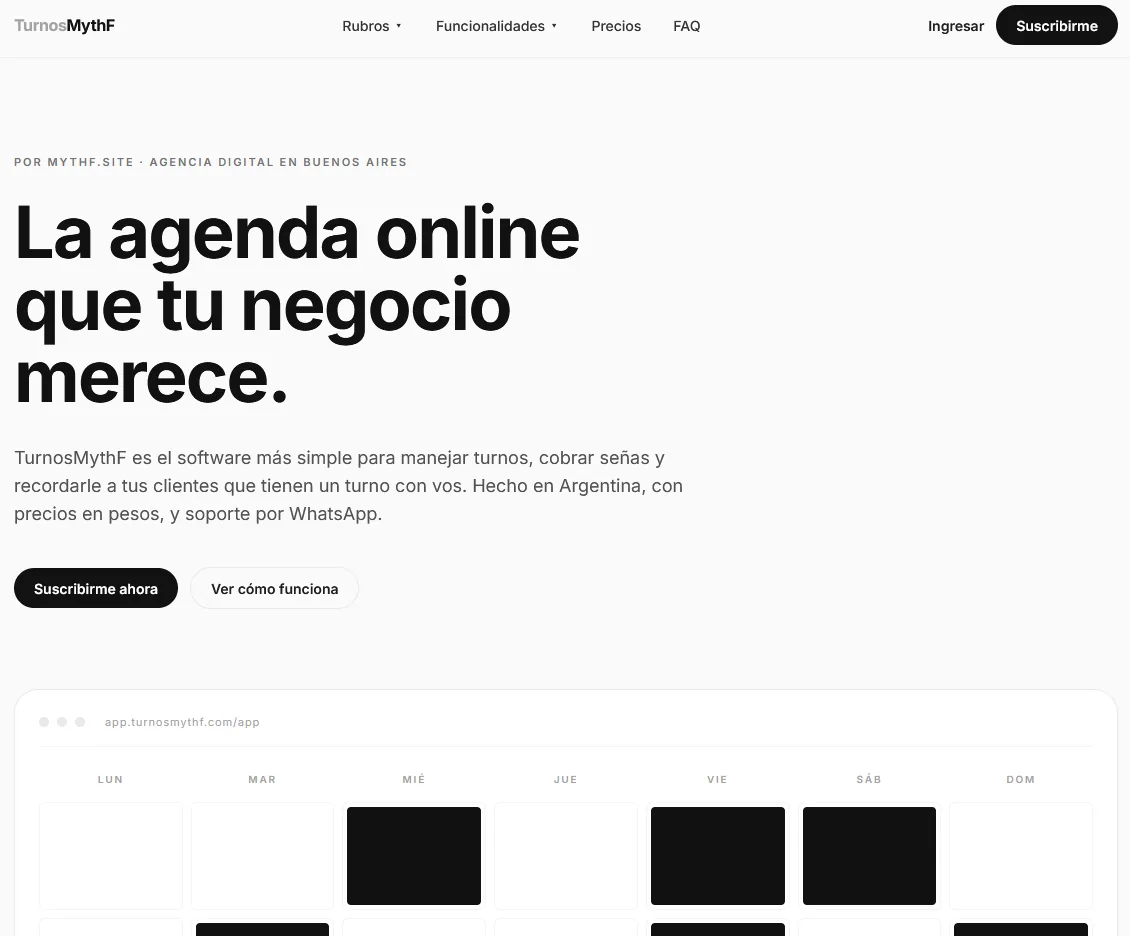 TurnosMythF - Agenda online para PyMEs